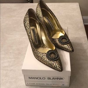 Black and Gold Manolo Blahniks